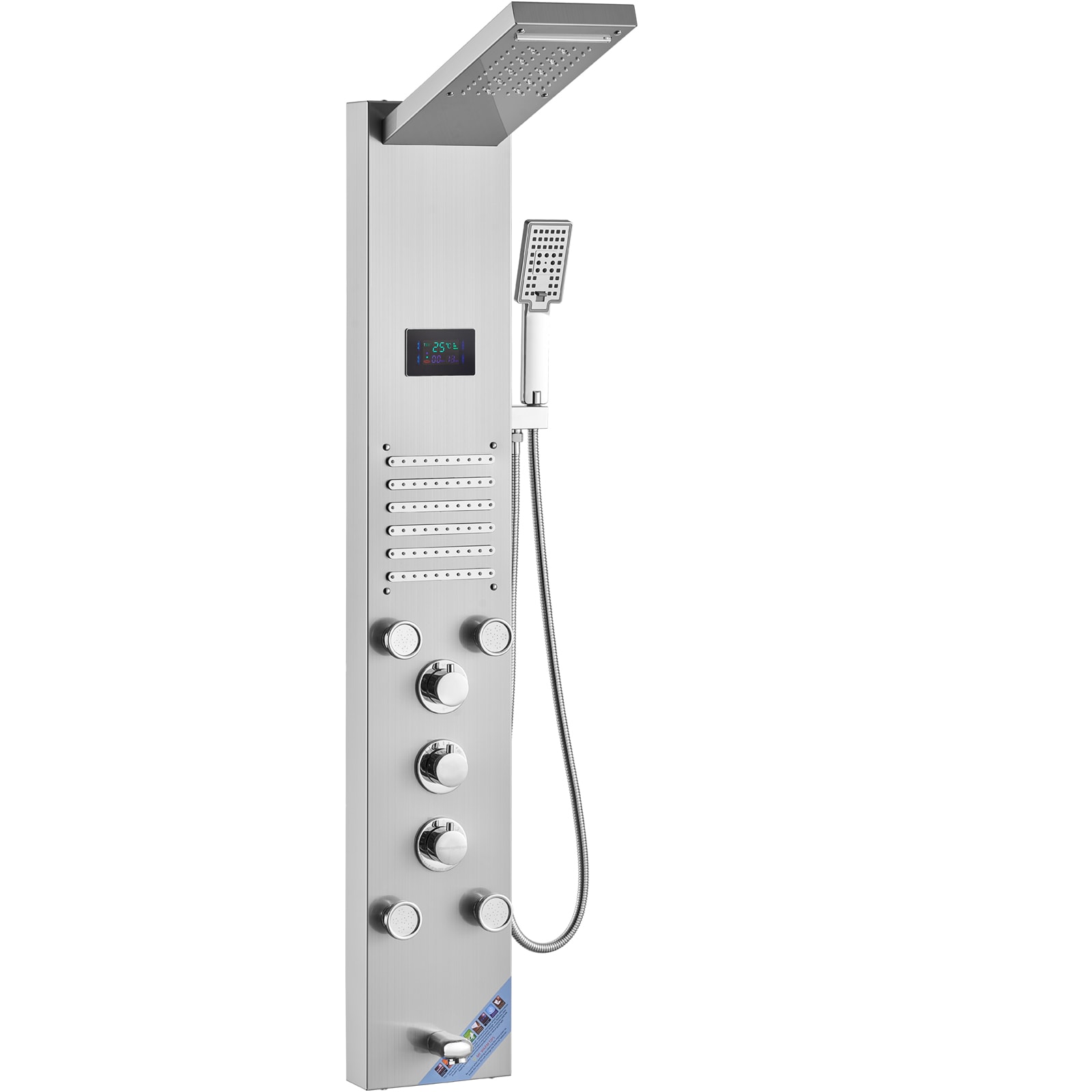 Stainless Steel Shower Panel Tower With Led Rainfall Massage_voghion.com